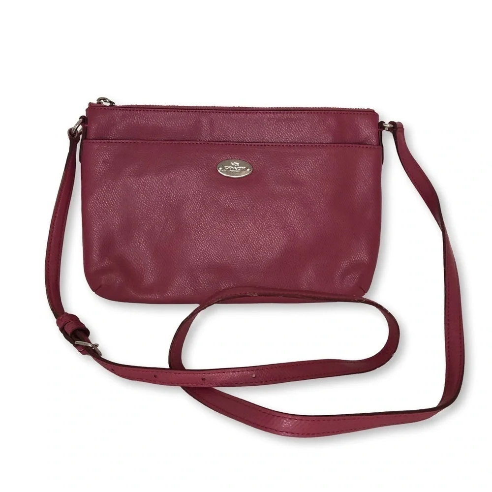 Coach Pink Crossgrain Leather East West Crossbody Bag